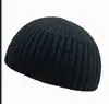Chapéu de Tricô Curto Outono Inverno Homens Podem Usar Capacete Touca Calva Touca de Inverno Cor Sólida Quente Frio Touca