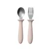 Cuchara para Bebé Portátil de Acero Inoxidable 304 Juego de Cuchara y Tenedor para Niños Alimentación Vajilla para Niños Pequeños Cuchara y Tenedor con Mango de Silicona