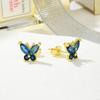 Pendientes de mariposa chapados en oro y cobre para mujer, joyería con microincrustaciones de circonita, insectos, pendientes pastorales naturales, 6 colores, venta al por mayor