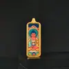 1*3 Ocho Grandes Budas Guardianes de la Vida Zha Ji Manjushri Mahasthamaprapta Wuye Zorro Inmortal Acero de Titanio Colgante Tangka Pequeña Barra de Oro
