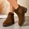 Botines Nuevos de Ante Otoño 2026 para Mujer, Botas Cortas con Tacón Grueso Retro, Botas Martin de Suela Plana con Cremallera Lateral, Botas de Estilo Británico para Mujer