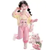 Novedades Primavera/Otoño 2026 Sudadera de Gato de Dibujos Animados Dulce y Linda Conjunto de Dos Piezas de Pantalones Deportivos Casuales para Bebés Niñas