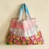 Bolsa de Compras Estampa de Pintura a Óleo Lírios d'Água de Monet Grande Capacidade Dobrável Bolsa Tote Ombro Único Portátil de Mão Bolsa para Compras de Supermercado