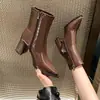 Botines de Tacón Alto Puntiagudos Estilo Francés para Mujer Botines Pequeños Otoño e Invierno 2024 Nuevos Botas Elegantes de Tacón Grueso para Abrigo Botas Martin