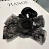 2024 Novo Vintage Chanel Estilo Diamante Camélia Arco Duplo Fita Longa Colorido Anel de Cabelo Acessórios de Cabelo para Mulheres
