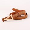 Cinturón de Mujer de Cuero Genuino con Hebilla Triangular, Cinturón Decorativo Moderno y Sencillo para Trajes y Pantalones, Venta Directa del Fabricante, Versátil