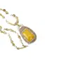 Novo Conjunto de Joias de Citrino Natural Colar Anel Conjunto com Cera de Abelha Peça Dupla Corrente de Suéter Pérola Joia