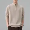 Roupas Masculinas Shanggu Outono e Inverno Meio Zíper Retrô Gola Alta Masculino Novo Quente Manga Longa Tricô Pulôver Top