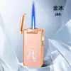 Isqueiro Portátil de Disparo Direto com Aparência Premium, Padrão Aurora Colorido da Moda, Isqueiro à Prova de Vento com Chama Azul, Venda por Atacado de Presentes