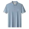 Camiseta Polo de Malha Stretch Algodão de Fibra Longa Xinjiang Leishibert Masculina Manga Curta Verão Respirável Não Amassa Camiseta Manga Curta
