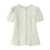 Ropa de Mujer Transfronteriza 2026 Nueva Moda Europea y Americana Ajustada Camisa de Botones con Mangas Abullonadas + Conjunto de Pantalones Largos para Mujer D17293