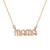 Joias Estilo Europeu e Americano Personalizadas com Diamantes, Colar Coração com Letras 'Mom', Pequeno Presente Dia das Mães, Pingente de Feriado Amor