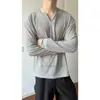 Top fino de manga larga calado estilo coreano para hombre y mujer, otoño, corte relajado, transpirable, holgado, elegante, versátil, top de moda casual