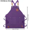 Delantal grueso nuevo modelo hecho a medida en stock para cocina casera, lona de 16 oz resistente a la suciedad con logotipo impreso, comercio exterior transfronterizo al por mayor