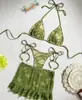 2026 Novo Conjunto de Três Peças de Saia Curta para Comércio Exterior Europeu e Americano Conjunto Biquíni de Tecido Dupla Face com Renda Roupa de Banho Feminina Venda Direta de Fábrica