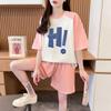 Moda de Celebridad de Internet Versátil Algodón Puro Combinación de Colores Traje Deportivo para Mujer Verano 2025 Talla Grande Manga Corta Pantalones Cortos Aspecto Adelgazante Conjunto de Dos Piezas