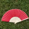 Ventilador de seda de cor sólida para casamento mais vendido no AliExpress, lado único em tecido de seda, ventilador feminino, para casamento estrangeiro com convite de mão