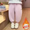 Calças Infantis Outono e Inverno Calças Esportivas de Bebê para Crianças 2026 Novo Estilo Calças Longas para Meninas Calças de Moletom com Plus Size Veludo Estilosas