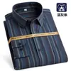 Camisa de Cuadros de Algodón Puro para Hombre Casual Cepillada de Manga Larga Tops Versátiles de Algodón Tallas Grandes