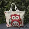 Bolsa Feminina Popular Bordada com Elefante Moda Bordada de Ombro Único Grande Tote Alta Capacidade Desenho Animado Lona para o Dia a Dia
