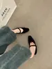 Zapatos de noche versátiles y delicados estilo coreano con una sola tira, punta cuadrada poco profunda, zapatos Mary Jane de gamuza, zapatos casuales de tacón bajo para mujer