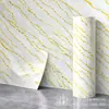 Adesivos de parede autoadesivos IXPE transfronteiriços, fundo branco com padrão de onda de fio dourado diagonal, rolo de renovação de papel de parede brilhante, atacado