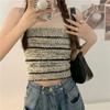 Estilo Retro Coreano Perezoso Tejido de Rayas Top Tubo Camisola Verano Nuevo Ropa Exterior Chica Caliente Dulce y Picante Top Corto