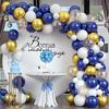 Conjunto de balões azul marinho dourado e branco para meninos, aniversário, casamento, aniversário, chá de bebê, decoração para festa