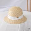 Yimu sombrero de paja de ala pequeña estilo japonés sombrero estilo dama letra M sombrero estándar exterior sombrero de cubeta pequeño viaje femenino