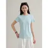 [Camiseta de Hombro Regular Serie Oxígeno] Camiseta Sencilla de Manga Corta con Cuello Redondo Goming Diaria para Mujer, Verano, Dropshipping Disponible, S2082F