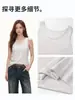 Camiseta Chaleco de Algodón Copo de Nieve con Cuello en U para Mujer, Verano, Corte Holgado, Adelgazante, Transpirable, Versátil para el Trabajo y el Hogar, Top Estilo Perezoso