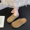 Mules cerrados retro populares para mujer, nuevos zapatos planos de ante tipo Birkenstock sin cordones para uso en exteriores