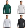 Camiseta Esportiva Masculina de Meio Zíper com Gola Alta para Comércio Exterior, Outono e Inverno, Alta Elasticidade, Manga Longa, Adequada para Montanhismo, Caminhada, Fitness, Manga Longa de Secagem Rápida