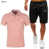 Conjunto de Shorts e Camiseta Manga Curta Masculino de Verão Novo Esportivo Casual Conjunto de Calça e Camisa POLO Em Estoque