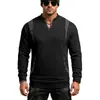 Sudadera con capucha de punto gruesa informal para hombre, diseño de bloques de color y retazos, manga larga, tejida, de moda, para cruzar Europa