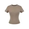 25 Nuevo de Verano para Mujer Estilo Spice Girls Color Sólido Mismo Estilo que Kardashian Cuello Redondo Ajustado Camiseta Base Corta Camiseta Básica de Manga Corta