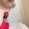Pendientes Festivos Rojos de Año Nuevo para Mujer Pendientes de Temperamento de Alta Gama Nuevos Pendientes Calientes de Otoño e Invierno Pendientes de Boda de Año Nuevo