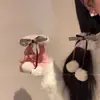 Goma para el pelo hecha a mano de nuevo estilo con lazo de pompón, Cuerda para coleta linda, Anillo para el pelo elegante, Accesorio para el pelo de niña dulce