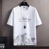 Conjunto de Camiseta de Manga Curta para Homens no Verão Novo Estampa Montanha de Neve Moda Tendência Estilo Coreano Slim Tamanho Grande Esportivo Conjunto de Duas Peças