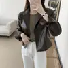 El tamaño ha sido actualizado. Chaqueta de cuero corta holgada de estilo biker de nicho coreano para otoño e invierno para mujer, otoño 18596