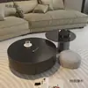 Mesa de Centro Redonda de Pizarra para Sala de Estar, Mesa Negra Minimalista Moderna de Lujo Ligero para Varios Tamaños, Minimalista Italiano Metabo