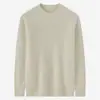 Suéter de Tricô Masculino Gola Redonda 100% Lã Nova Outono/Inverno Manga Longa Cor Sólida Suéter Top de Lã Macia
