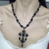 Collar de estilo hip hop de alta calidad, con cadena de clavícula multicapa, cuentas de cristal en forma de cruz, incrustaciones de diamantes, estilo europeo y americano, dulce y fresco.