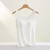 Textura de Algodón Acanalado de Alta Elasticidad Ajustado de Hombro Ancho Base Cuello Cuadrado Espalda Hermosa Sostén Integrado Almohadilla Fija en el Pecho Camisola