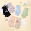Guantes de Invierno para Mujer Estilo Coreano Diseño de Letras Estudiante Ciclismo Exteriores Cálidos Guantes de Lana Tejida para Niñas Dedos Completos Engrosados Guantes con Pantalla Táctil