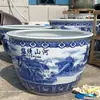 Exquisito Jarrón Cerámico de Porcelana Azul y Blanca Grande para Patio Exterior, Adecuado para Criar Peces Dorados y Tortugas, Cuenco para Nenúfares de Interior, Maceta de Loto, Personalizable