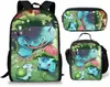 Mochila de desenho animado transfronteiriça bolso monstro do tesouro elfo do sonho bebê mochila conjunto de três peças para alunos do ensino fundamental e médio