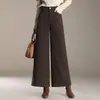 Pantalones de Lana Cepillada de Pierna Ancha para Mujer 2026 Otoño/Invierno Nuevos de Cintura Alta Modernos Pantalones Cortos Sueltos Versátiles Casuales