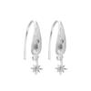 Selección de arte no se desvanecen aretes de alto nivel aretes de estrella de diamante de plata aretes de estrella de cuatro puntas gota de agua cepillada mate
