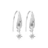 Pendientes de Estrella de Cuatro Puntas con Textura Cepillada, Gota de Agua, Tachonados con Diamantes, Ganchos para Oreja de Estrella Cruzada, Pendientes de Moda, Únicos, Creativos y con Estilo